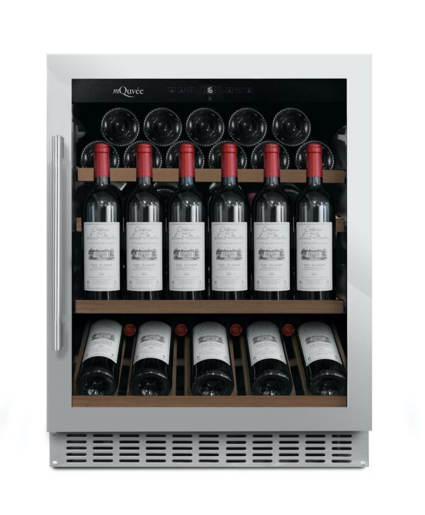 mQuvée WineCave 60S Stainless Singlezone m/ Præsentationshylde, vinkøleskab til indbygning