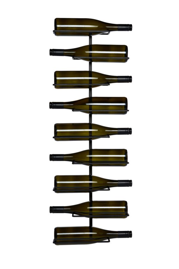 Vinreol til væggen - Sort metal - 9 flasker